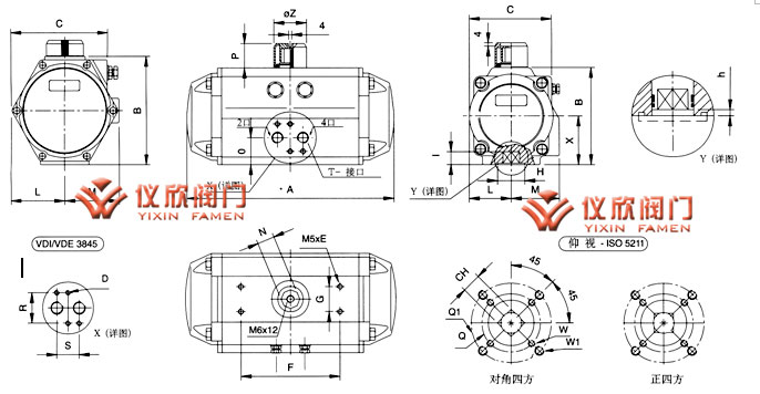 AT氣動(dòng)執(zhí)行器尺寸圖